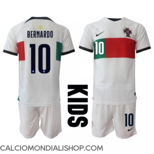 Maglie da calcio Portogallo Bernardo Silva #10 Seconda Maglia Bambino Mondiali 2022 Manica Corta (+ Pantaloni corti)